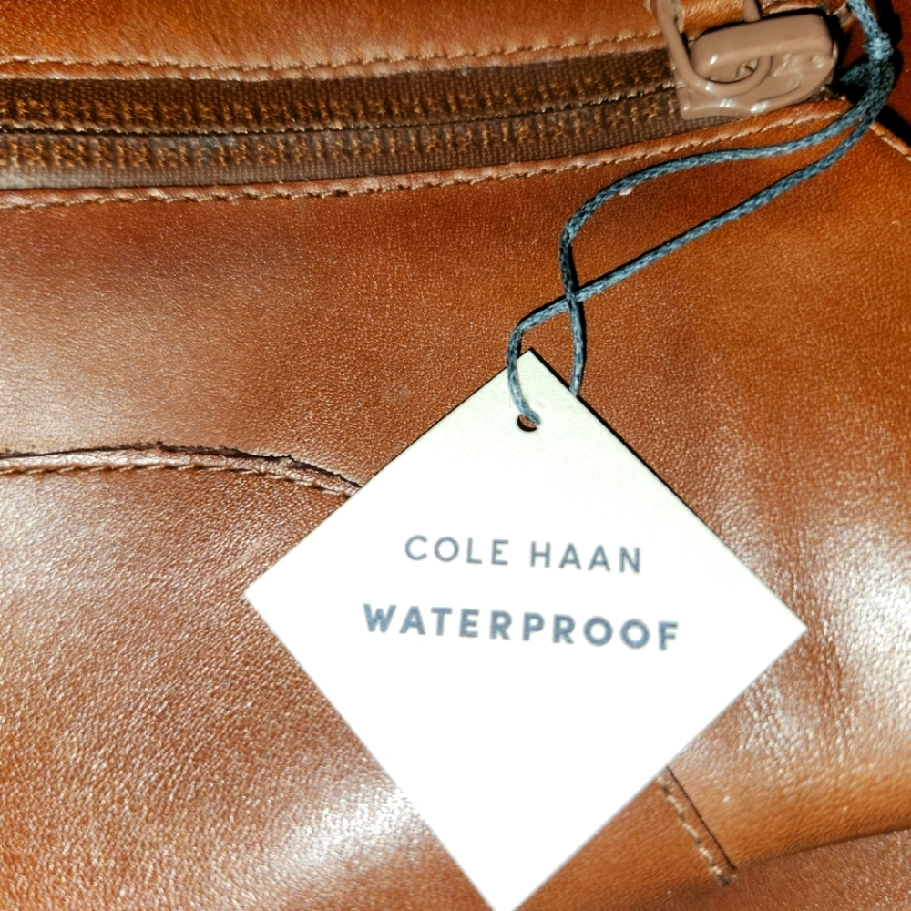 NEW Cole Haan Lyla Harvest Brown Leather Waterproof Boots 10.5 - Picture 4 of 8